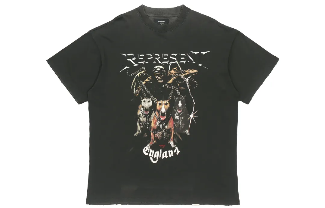 REPRESENT T Shirts Men's Black Crew Neck Moderate Heavyweight