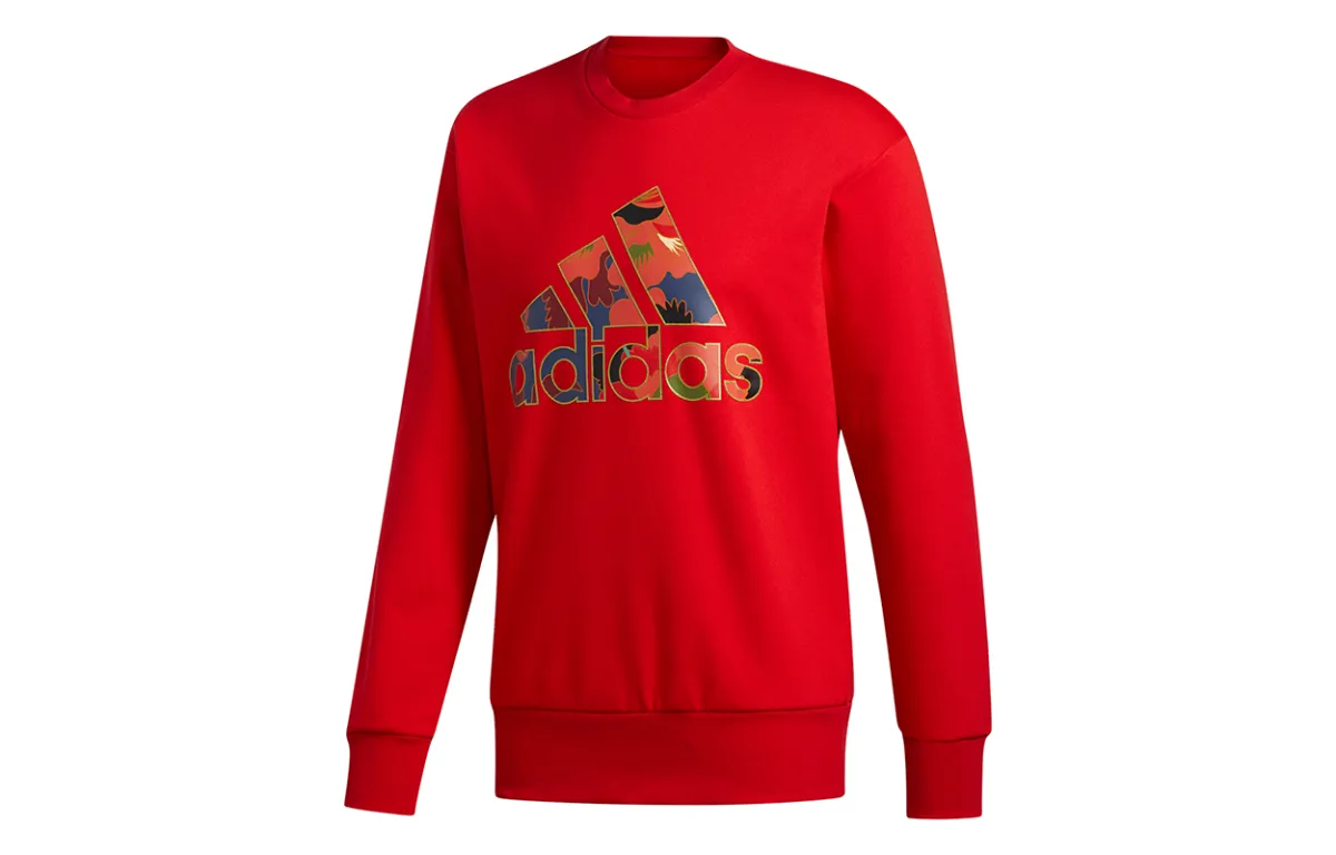 Adidas Sweatshirts Men's Light Scarlet Crew Neck Moderate Regular