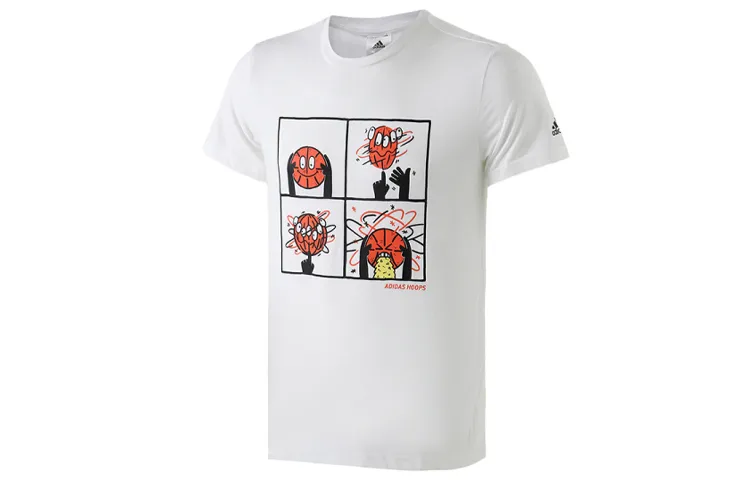 Adidas T-Shirts Men's White Crew Neck Moderate Straight Fit
