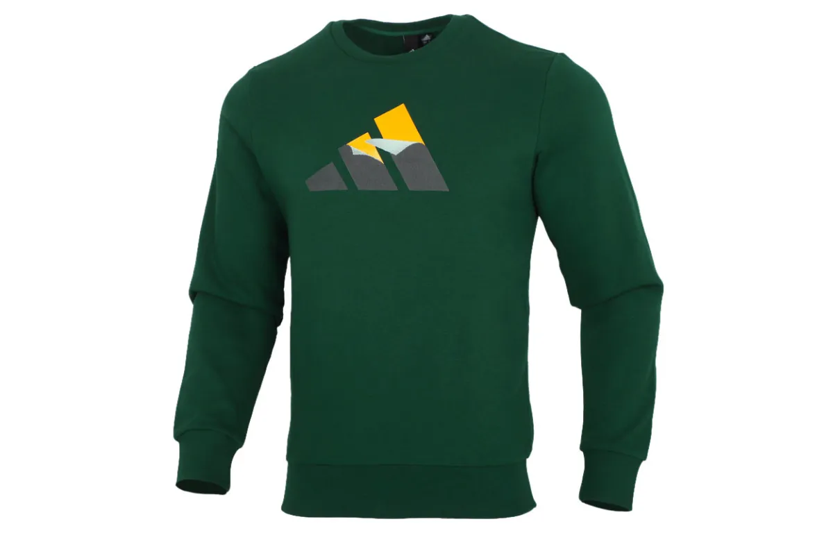 Adidas Sweatshirts Men's Green Crew Neck Moderate Straight Fit