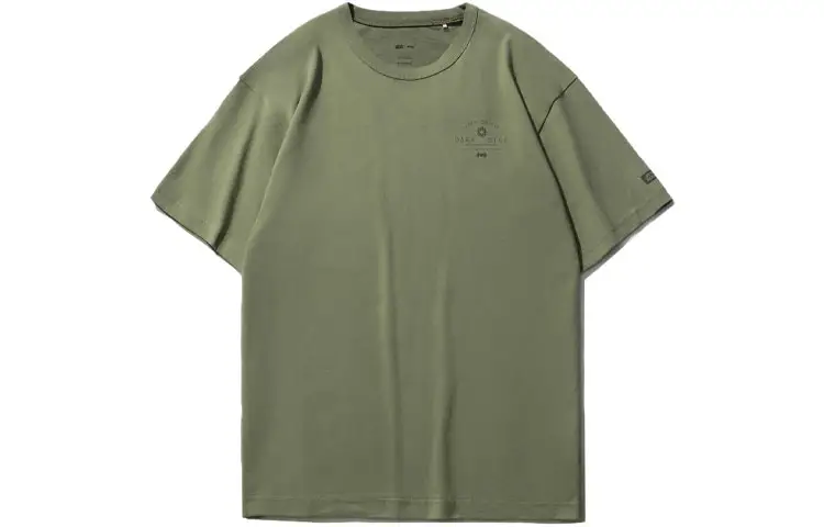 Li Ning T Shirts Men's Green Crew Neck Moderate Straight Fit
