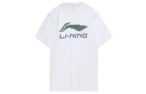 Li Ning T Shirts Men's White Crew Neck Moderate Straight Fit
