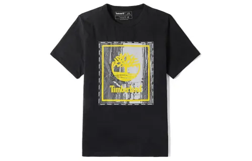 Timberland T Shirts Men's Black Crew Neck Moderate Straight Fit