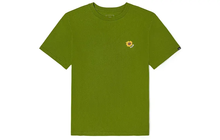 Vans T Shirts Unisex Avocado Green Crew Neck Moderate Straight Fit