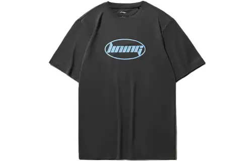Li Ning Sports Fashion Collection T Shirt Unisex Black Pine Gray
