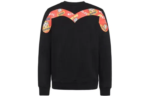 EVISU Sweatshirts Men's Black Crew Neck Moderate Heavyweight