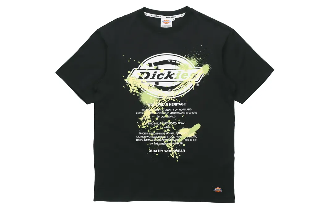 Dickies T Shirts Men's Black Crew Neck Moderate Straight Fit