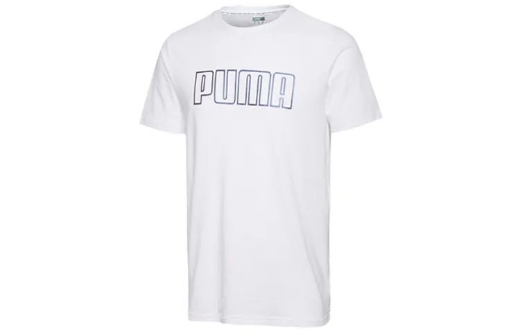 PUMA T-Shirts Men's White Crew Neck Moderate Straight Fit