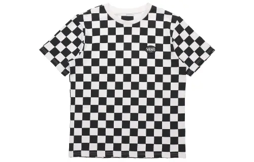 Vans Checker T Shirts Unisex Black Crew Neck Moderate Straight Fit