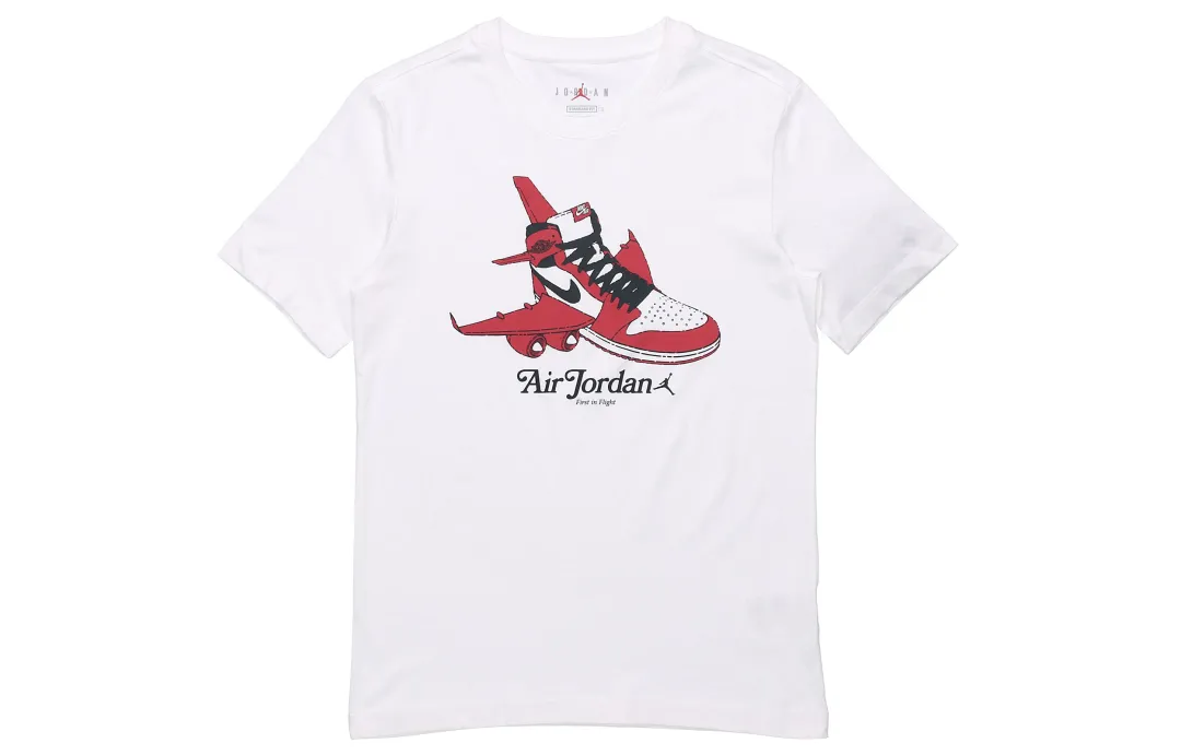 Jordan T Shirts Men's White Crew Neck Moderate Straight Fit