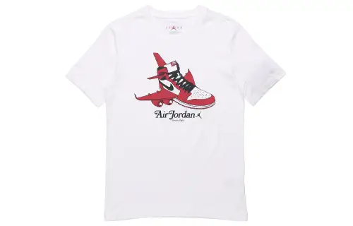 Jordan T Shirts Men's White Crew Neck Moderate Straight Fit