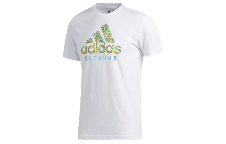 Adidas T-Shirts Men's White Crew Neck Moderate Straight Fit