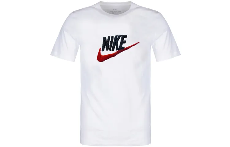 Nike T-Shirts Men's White Crew Neck Moderate Straight Fit