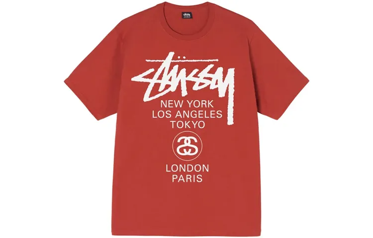 Stussy World Tour Tee 'Burgundy'