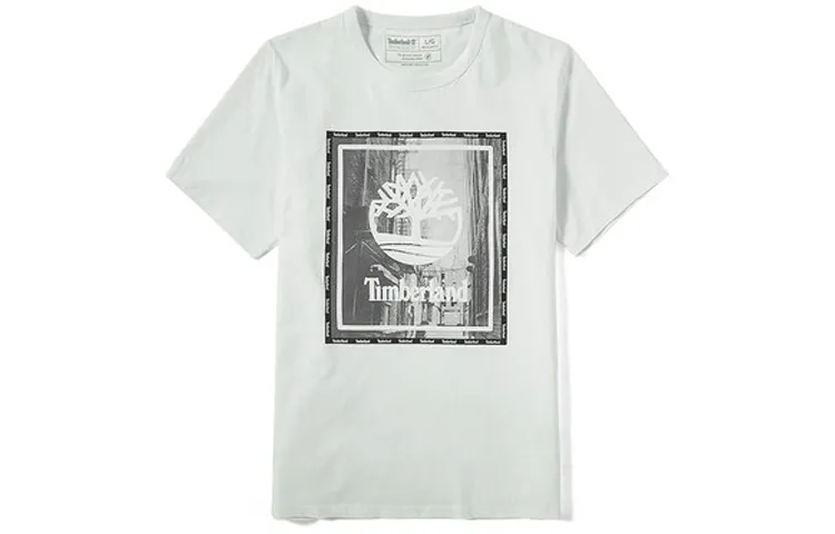 Timberland T Shirts Men's White Crew Neck Moderate Straight Fit