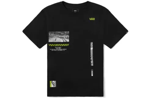 Vans T Shirts Unisex Black Crew Neck Moderate Straight Fit