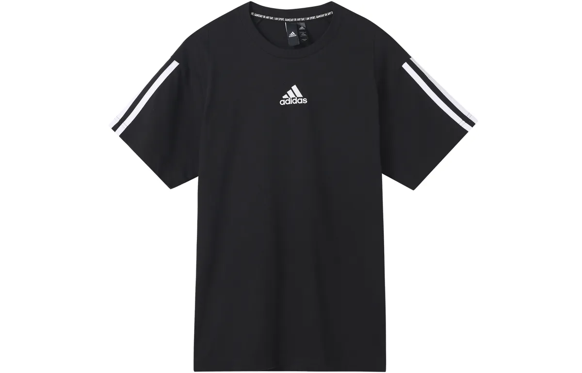 Adidas T-Shirts Men's Black Crew Neck Moderate Straight Fit