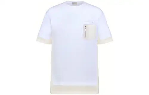 DIOR X Sacai Dior Quarterly New Products T Shirts Men's White Crew Neck Moderate Straight Fit