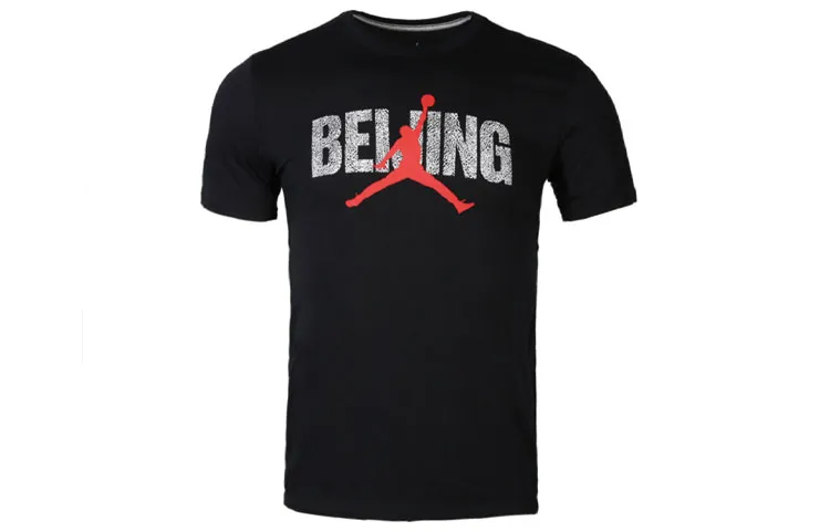 Jordan Air Jordan Air City T-Shirts Men's Black Crew Neck Moderate Straight Fit