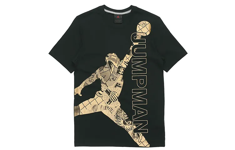 Jordan Jumpman T-Shirts Men's Black Crew Neck Moderate Straight Fit