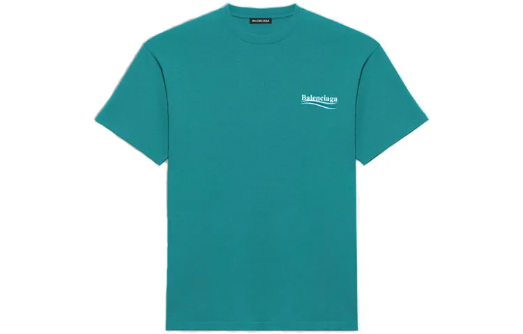 Balenciaga T Shirt Regular Fit Men's Lake Green