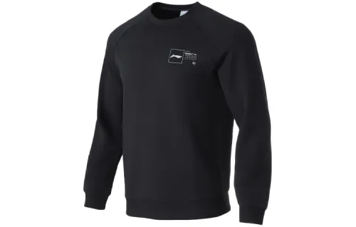Li Ning Sweatshirts Men's New Standard Black Crew Neck Moderate Regular