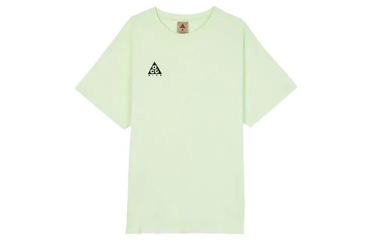 Nike ACG T-Shirts Men's Green Yellow Crew Neck Moderate Straight Fit