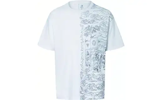 Converse T Shirts Men's White Crew Neck Moderate Straight Fit
