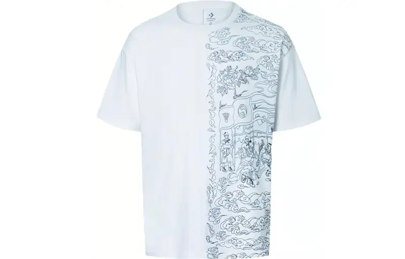 Converse T Shirts Men's White Crew Neck Moderate Straight Fit