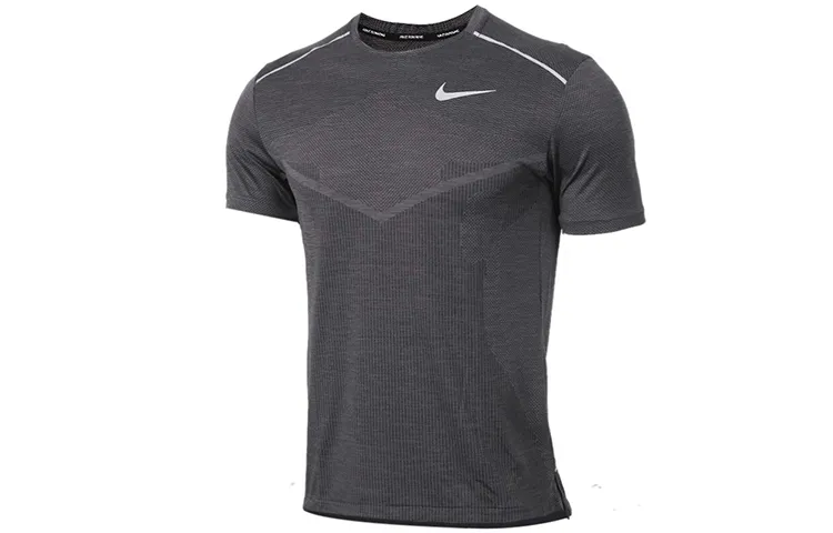 Nike T-Shirts Men's Gray Crew Neck Moderate Straight Fit