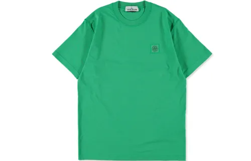 STONE ISLAND T Shirts Men's Green Crew Neck Moderate Straight Fit
