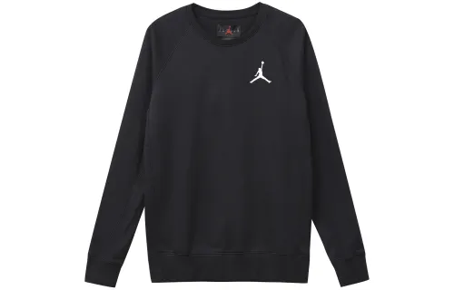 Jordan Air Jordan Fleece Thickened And Fleece Lined Thermal Sports Crew Neck Pullover Sweatshirt Winter Men's Black