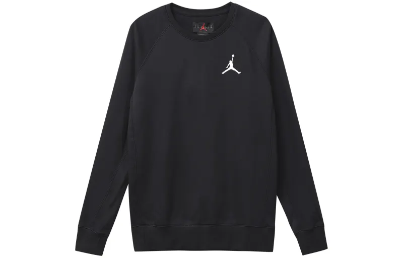 Jordan Air Jordan Fleece Thickened And Fleece Lined Thermal Sports Crew Neck Pullover Sweatshirt Winter Men's Black