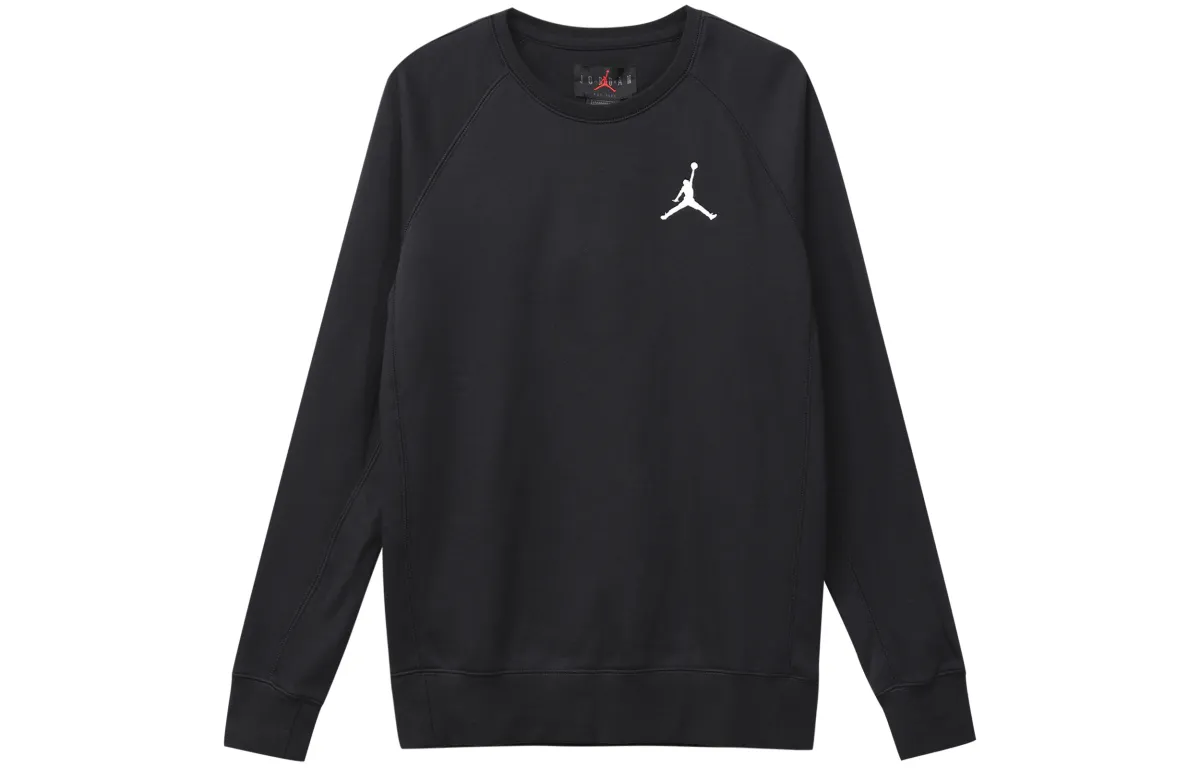 Jordan Air Jordan Fleece Thickened And Fleece Lined Thermal Sports Crew Neck Pullover Sweatshirt Winter Men's Black
