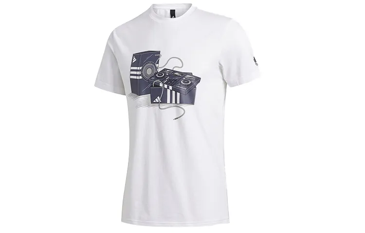 Adidas T-Shirts Men's White Crew Neck Moderate Straight Fit