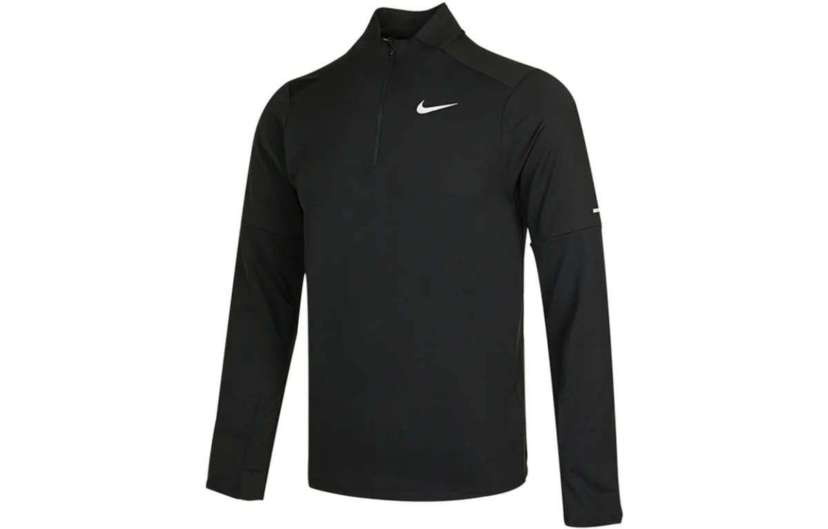 Nike T-Shirts Men's Black Stand Collar Moderate Straight Fit