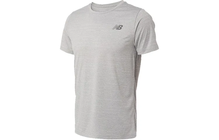 New Balance T Shirts Men's Gray Crew Neck Moderate Straight Fit