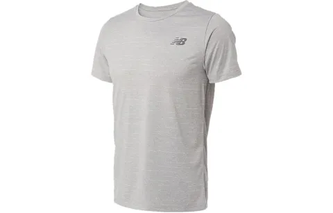 New Balance T-Shirts Men's Gray Crew Neck Moderate Straight Fit