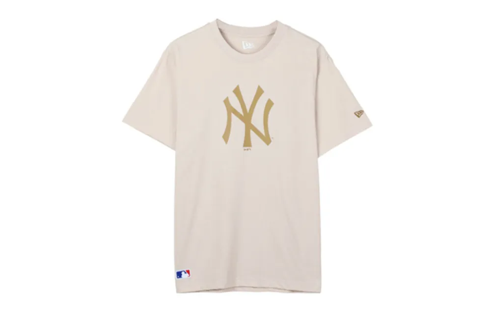 New Era T-Shirts Unisex Beige Crew Neck Moderate Straight Fit