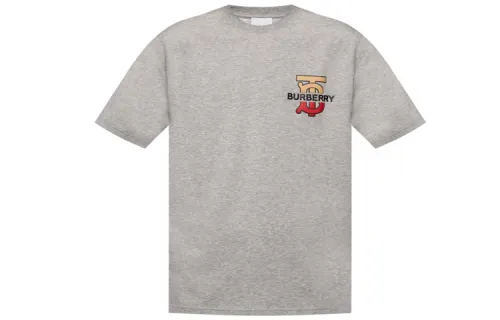 Burberry T Shirts Men's Gray Crew Neck Moderate Straight Fit