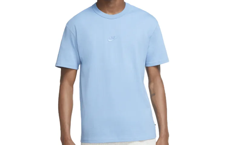 Nike T-Shirts Men's Blue Crew Neck Moderate Straight Fit