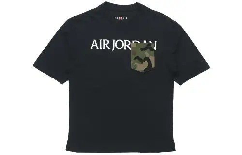 Jordan T Shirts Men's Black Crew Neck Moderate Straight Fit