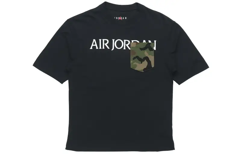 Jordan T Shirts Men's Black Crew Neck Moderate Straight Fit