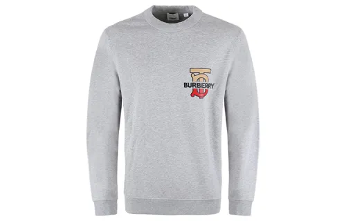 Burberry Sweatshirts Men's Gray Crew Neck Moderate Regular
