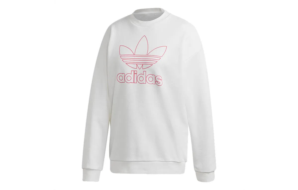 Adidas Originals Sweatshirts Women's White Crew Neck Moderate Regular