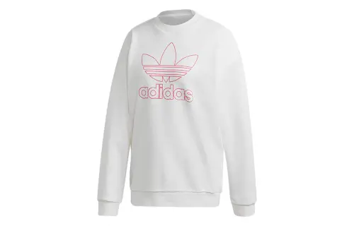 Adidas Originals Sweatshirts Women's White Crew Neck Moderate Regular