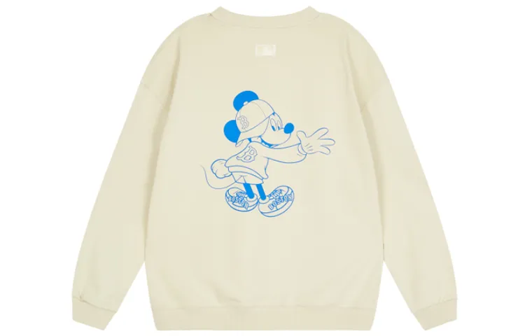 MLB X Disney Sweatshirts Unisex Beige Crew Neck Moderate Straight Fit