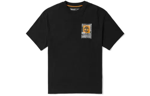 Timberland T Shirts Men's Black Crew Neck Moderate Straight Fit