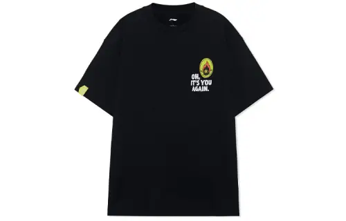 Li Ning Urban Outdoor Collection T Shirts Men's Black Crew Neck Moderate Straight Fit