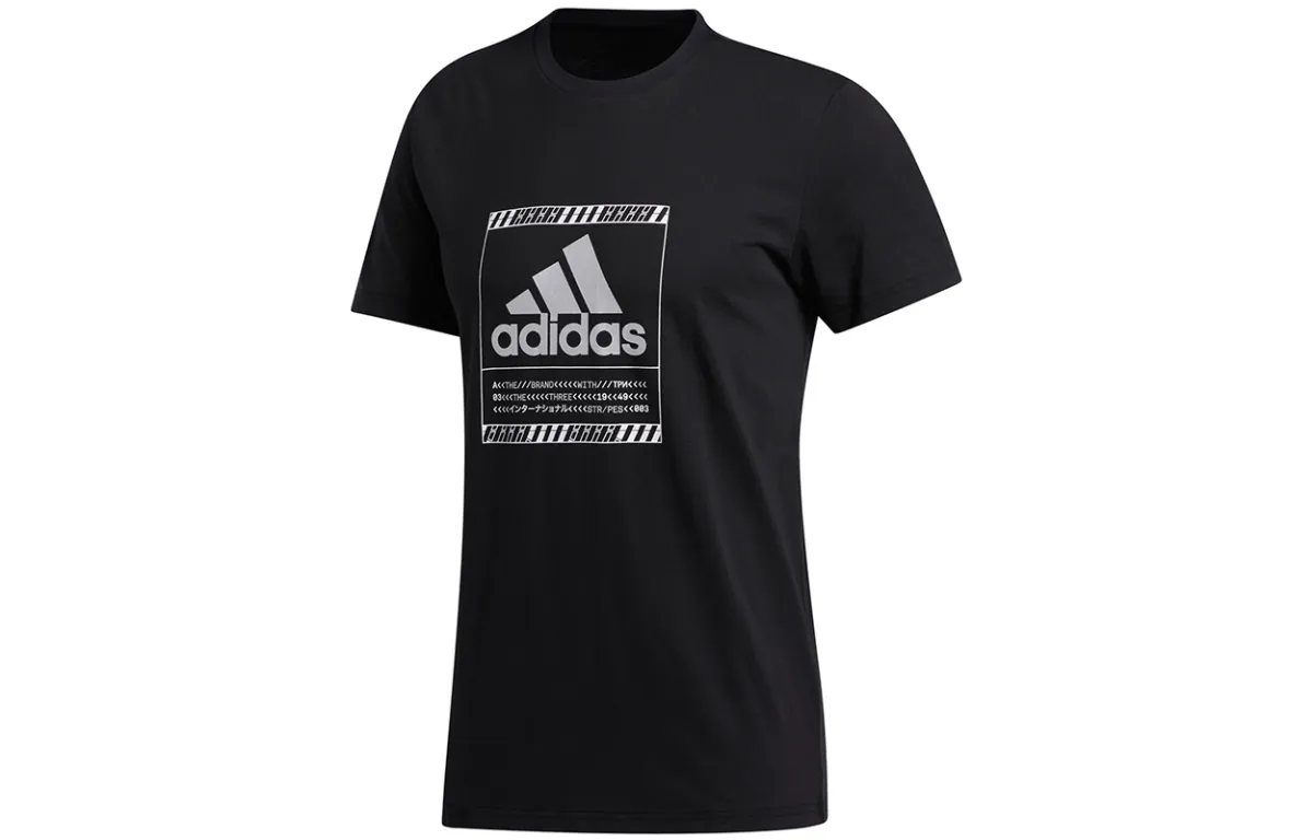 Adidas T-Shirts Men's Black Crew Neck Moderate Straight Fit